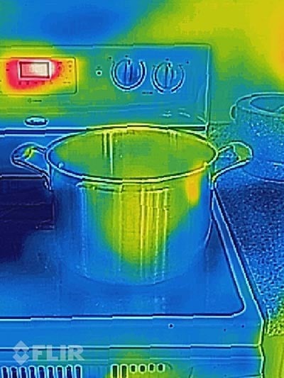 Thermal Vision Empty Pot on Stove