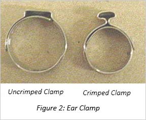 Figure 2: Crimped and Uncrimped Ear Clamp