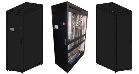 A freestanding in-row Coolant Distribution Unit